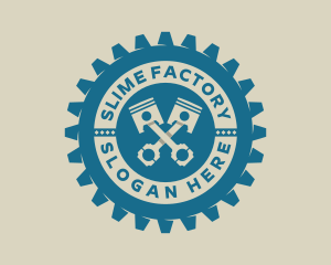 Gear Piston Mechanic Badge logo design