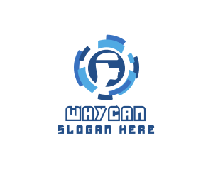 Cyber - VR Goggles Man logo design