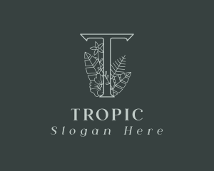 Floral Tropical Letter T logo design