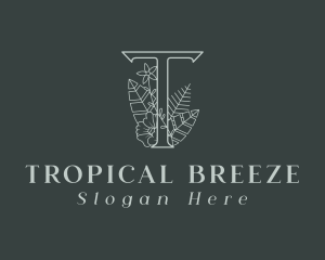 Floral Tropical Letter T logo design