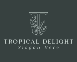 Floral Tropical Letter T logo design