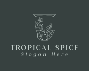 Floral Tropical Letter T logo design