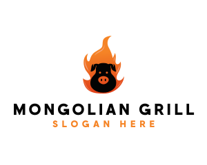 Grill BBQ Flame logo design