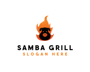 Grill BBQ Flame logo design