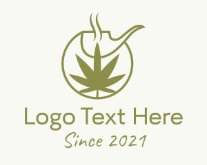 Weed - Marijuana Pipe Smoke logo design