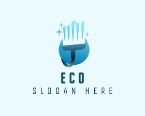 Sweeper - Cleaning Water Drop Broom logo design