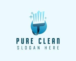 Cleaning Water Drop Broom logo design