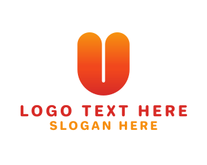 Initial - Orange Bold Letter U logo design