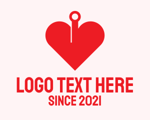 Online Relationship - Red Circuit Heart logo design