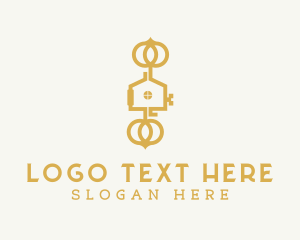 Secure - Gold Housing Key logo design