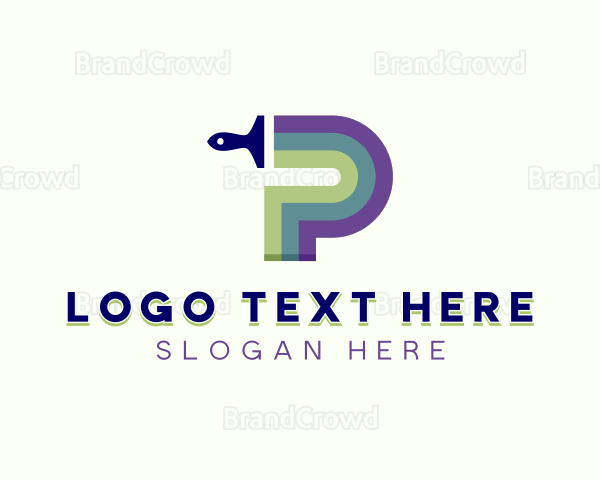 Paintbrush Paint Letter P Logo