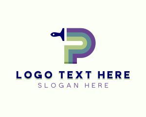 Painting - Paintbrush Paint Letter P logo design