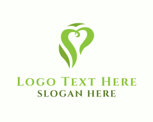 Heart - Green Wellness Letter P logo design