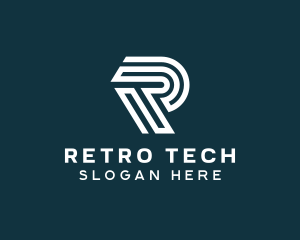 Retro Cyber Business Letter R logo design