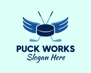 Puck - Ice Hockey Stick & Puck logo design