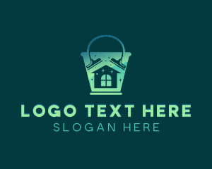 Clean - House Bucket Cleaning logo design