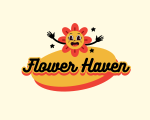 Retro Flower Boutique logo design