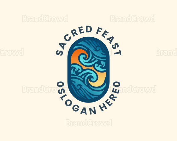 Ocean Surfing Wave Logo