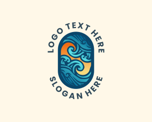 Ocean Surfing Wave Logo