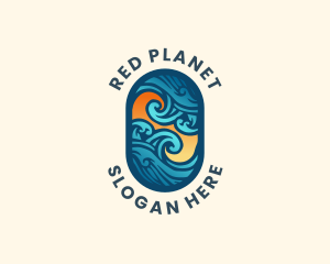 Ocean Surfing Wave Logo