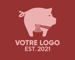 Noodle - Pig Ramen Noodle logo design