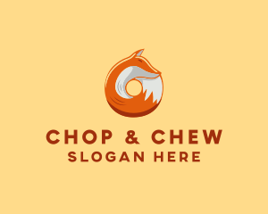 White Circle - Orange Fox Donut logo design