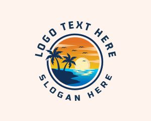 Outdoor - Palm Tree Sunset Beach logo design