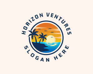 Horizon - Palm Tree Sunset Beach logo design