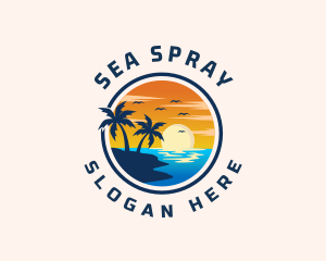 Palm Tree Sunset Beach logo design