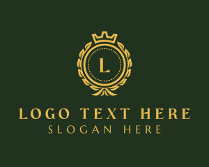 Gold - Royalty Crown Wreath logo design