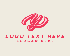 Label - Curly Retro Cursive Letter Y logo design