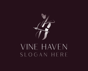 Classical Cello Musician logo design