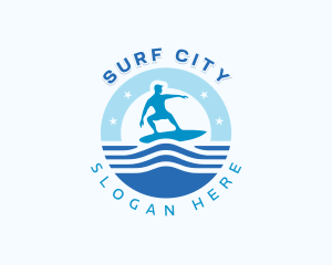 Male Surfing Beachwear logo design