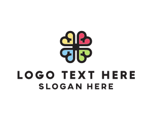 Irish - Heart Four Leaf Clover logo design