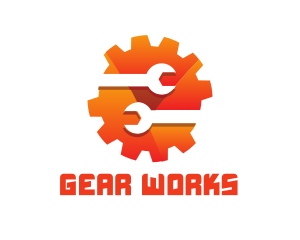 Gears - Orange Garage Gear Wrench logo design