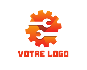 Orange Garage Gear Wrench logo design