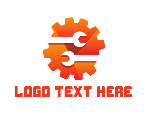 Tool Library - Orange Garage Gear Wrench logo design