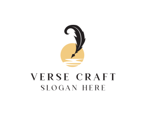 Poem - Luxury Feather Pen logo design