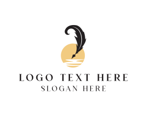 Poetry - Luxury Feather Pen logo design