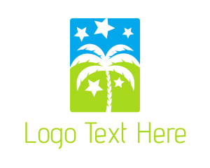 Stargazing - Stars Palm Tree logo design