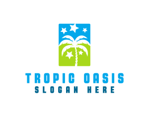 Stars Palm Tree logo design