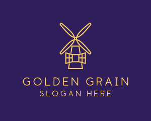 Grain Windmill Monoline logo design