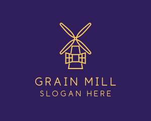 Grain Windmill Monoline logo design