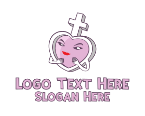 Cross - Female Symbol Heart logo design