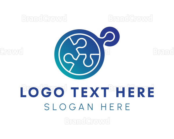 Blue Jigsaw Puzzle Logo