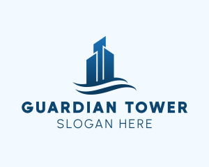 Modern Wave Skyscraper logo design