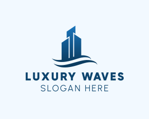 Modern Wave Skyscraper logo design