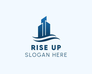 Modern Wave Skyscraper logo design