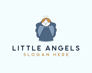 Woman Christmas Angel logo design