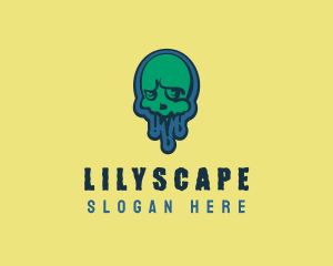 Skate Shop - Scary Graffiti Skull logo design